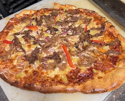 Pizza from Averys BBQ at the Gateway.